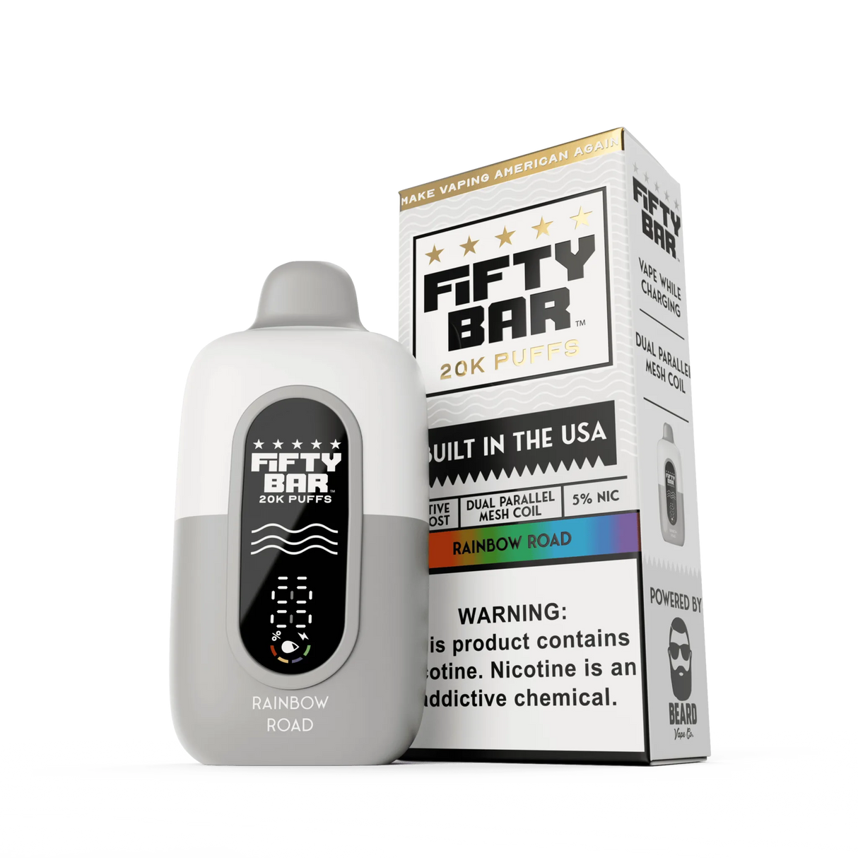 FIFTY BAR "White Series" 20K Puff  Powered By BEARD Vape Co. Disposable Device - 20000 Puffs