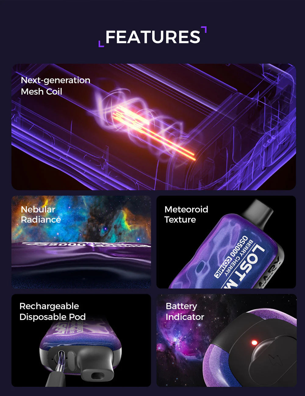 Lost Mary OS5000 "Cosmic Edition" Disposable Device - 5000 Puffs