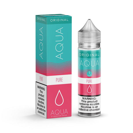 Aqua Pure E-Liquid featuring watermelon, strawberry, and apple flavors in a 60mL bottle.