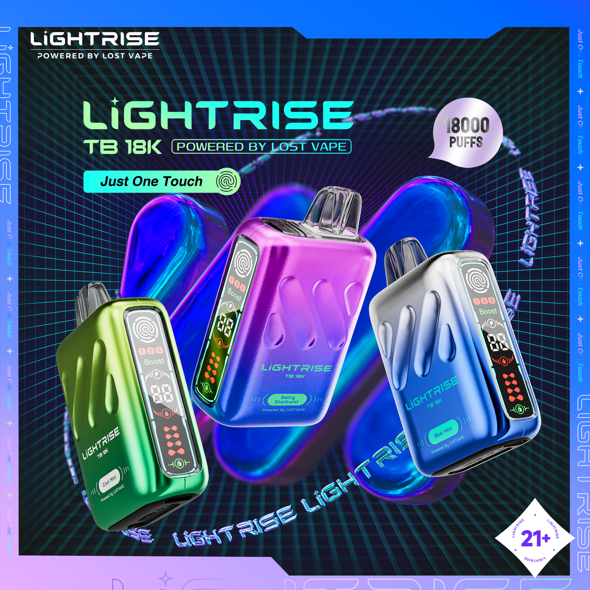 LIGHTRISE TB 18K Disposable Device Powered by LOST VAPE - 18000 Puffs