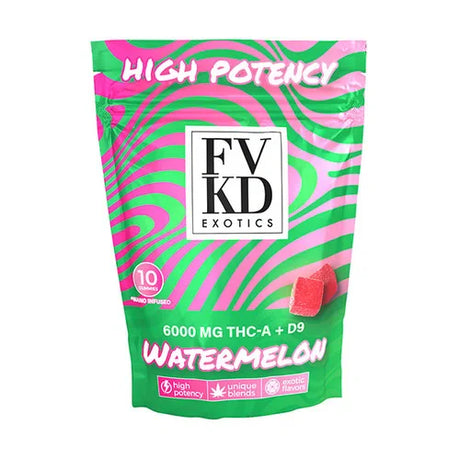 FVKD EXOTICS High Potency THCP + D8 + D9 6,000MG Gummies - 10 Count