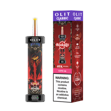 Made in USA | OLIT HookaLit 40K Puff Disposable E-Hookah - 40,000 Puffs