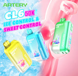 Artery CL6 Sweet & Ice Control Disposable Device with 50,000 puffs, customizable flavor levels, and Tri-Fusion Technology.