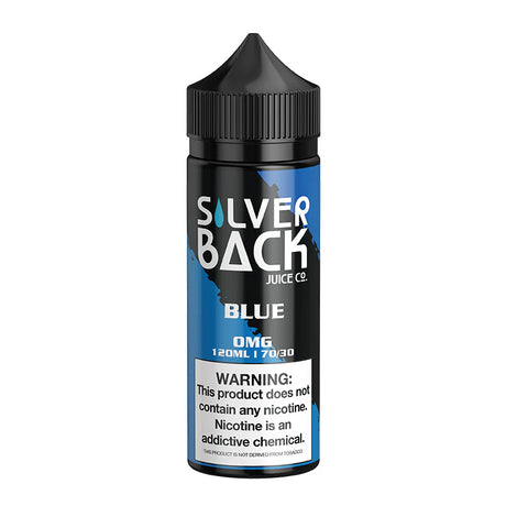 BLUE E-Liquid by Silverback Juice Co – 120mL bottle with blueberry, raspberry, and menthol flavor.