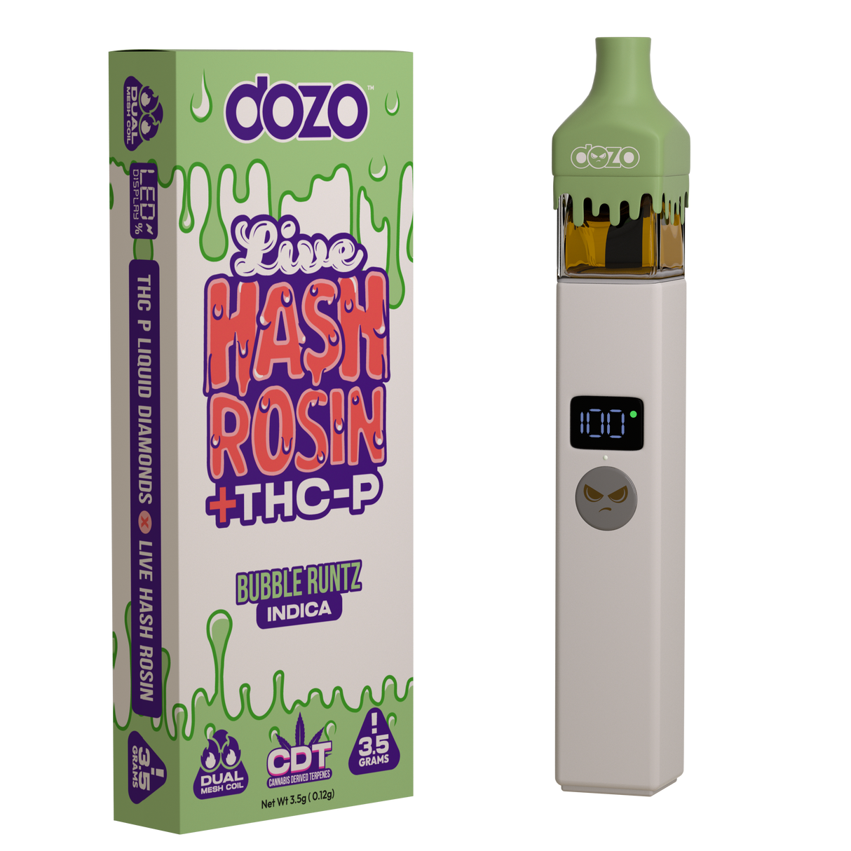 Dozo Live Hash Rosin + THC-P - 3.5g Disposable