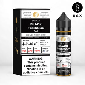 BSX Vapor BSX Series Black Tobacco E-Liquid featuring a 60mL bottle with dark, mild pipe tobacco flavor.
