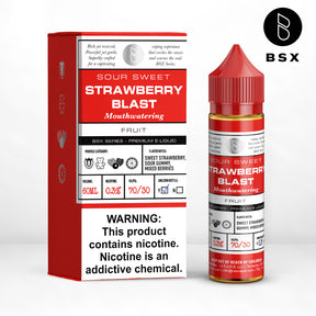 BSX Vapor BSX Series Strawberry Blast E-Liquid featuring strawberry sour belts and gummy candy flavor in a 60mL bottle.