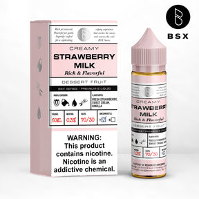 BSX Vapor BSX Series Strawberry Milk E-Liquid featuring ripe strawberries and sweet cream in a 60mL bottle.