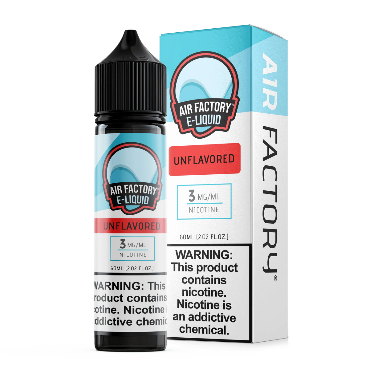Air Factory Unflavored 60ML e-liquid with flavorless formula and 70VG/30PG blend.