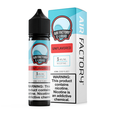 Air Factory Unflavored 60ML e-liquid with flavorless formula and 70VG/30PG blend.