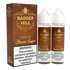 BADGER HILL RESERVE Brown Sugar 120ML twin pack e-liquid with rich tobacco and sweet brown sugar flavor.
