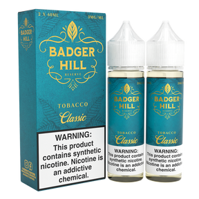 BADGER HILL RESERVE Classic 120ML twin pack e-liquid with bold tobacco flavor profile.