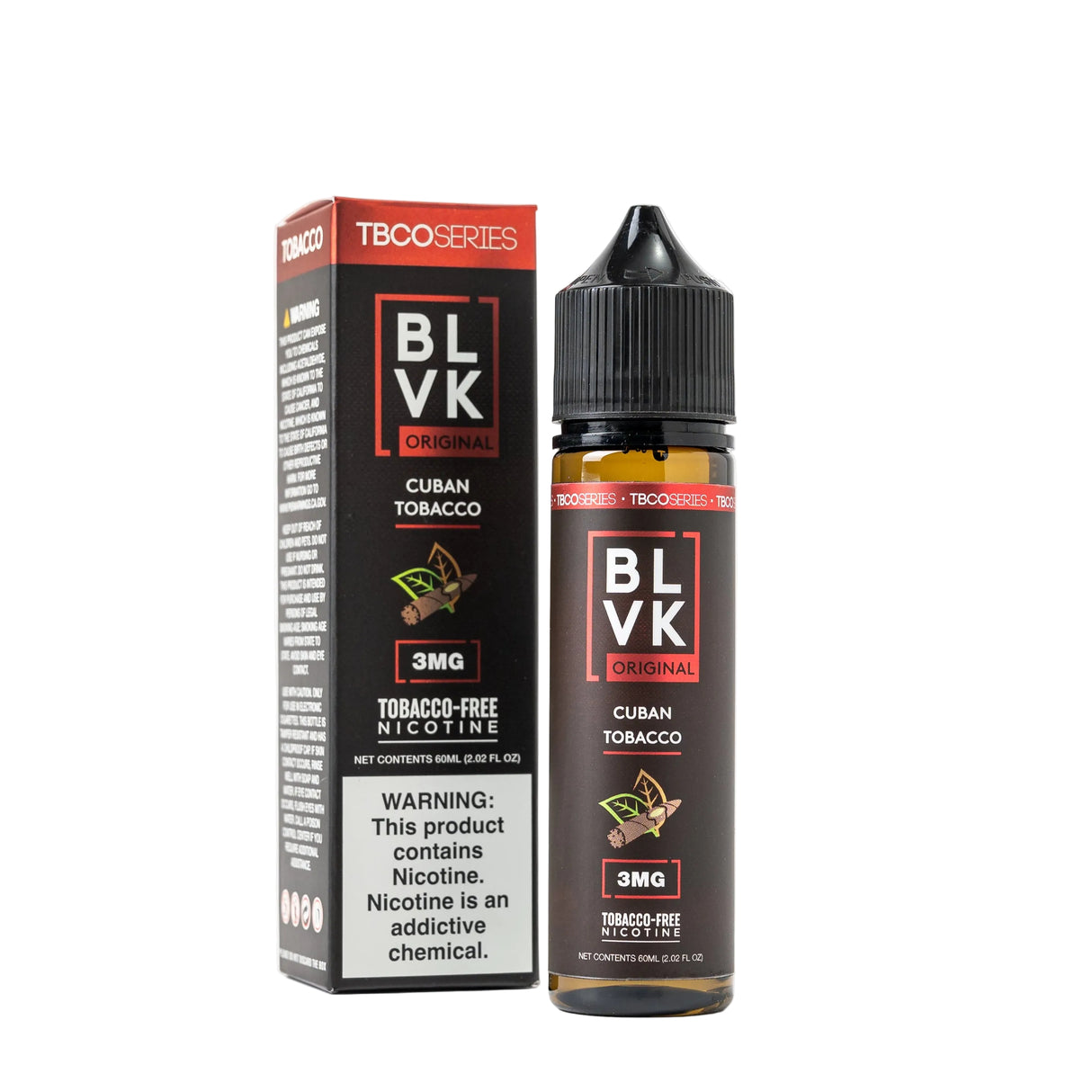 BLVK TBCO Series Cuban Cigar 60ML e-liquid with rich Cuban tobacco and vanilla flavor profile.