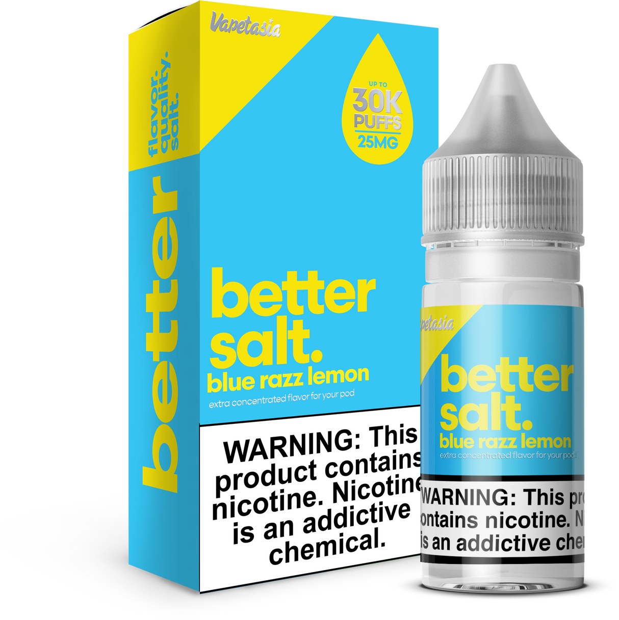 Better Salt Blue Razz Lemon 30ML nicotine salt e-liquid with blue raspberry and lemon flavor profile.