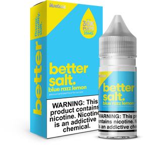 Better Salt Blue Razz Lemon 30ML nicotine salt e-liquid with blue raspberry and lemon flavor profile.