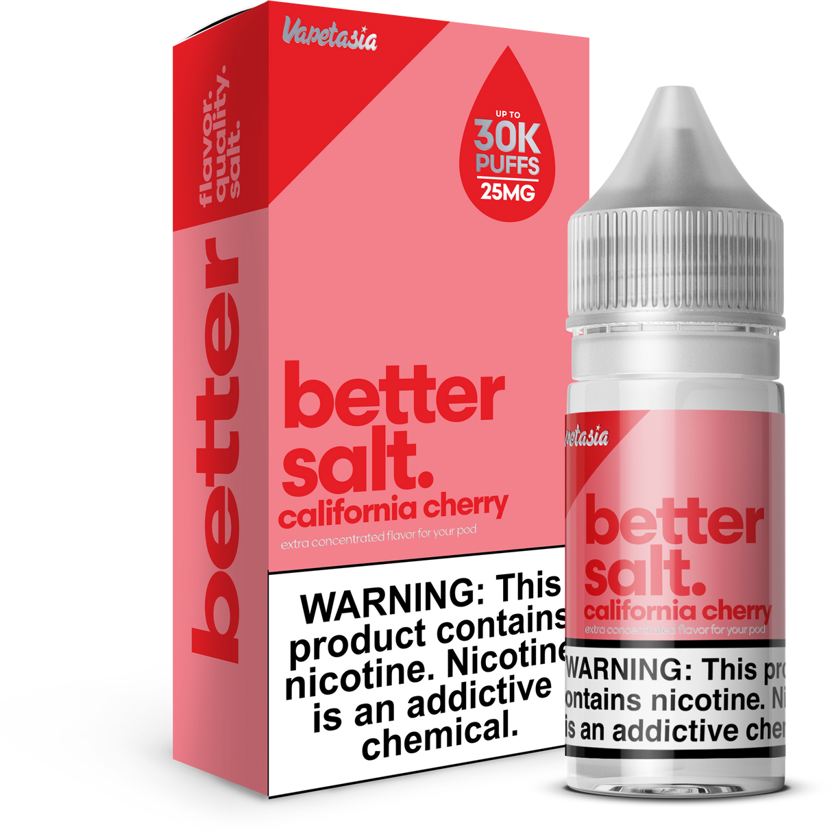 Better Salt California Cherry 30ML nicotine salt e-liquid with sweet juicy cherry flavor.