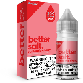 Better Salt California Cherry 30ML nicotine salt e-liquid with sweet juicy cherry flavor.