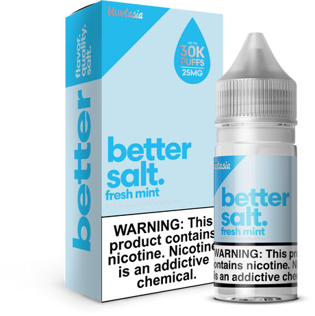 Better Salt Fresh Mint 30ML nicotine salt e-liquid with crisp icy mint flavor.