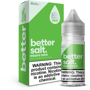 Better Salt Miami Mint 30ML nicotine salt e-liquid with cool spearmint flavor profile.