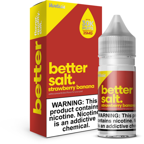 Better Salt Strawberry Banana 30ML nicotine salt e-liquid with sweet strawberry and banana flavor profile.