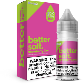 Better Salt Strawberry Kiwi 30ML nicotine salt e-liquid with sweet strawberry and kiwi fruit flavor.