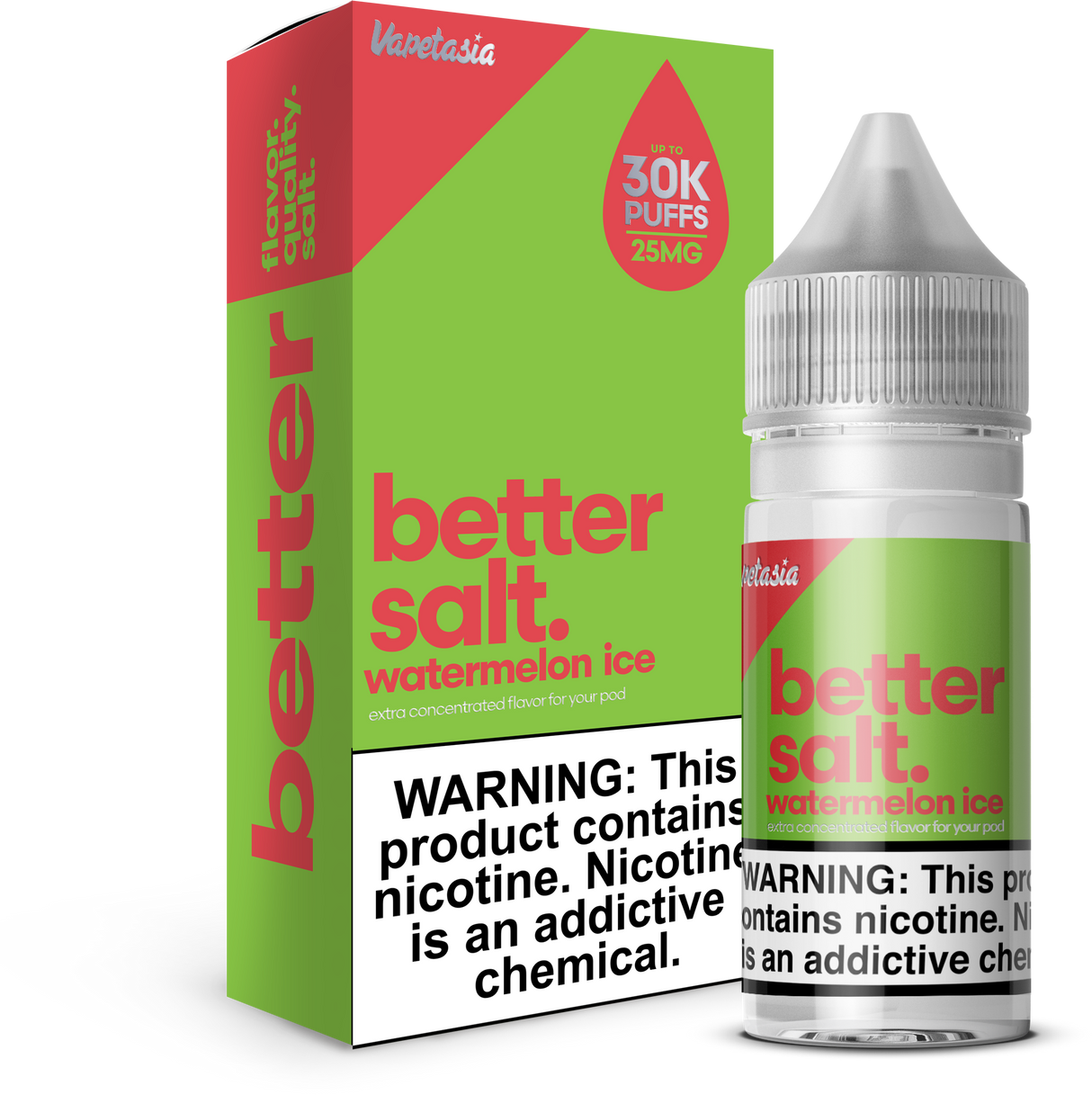 Better Salt Watermelon Ice 30ML nicotine salt e-liquid with sweet watermelon and icy menthol flavor.