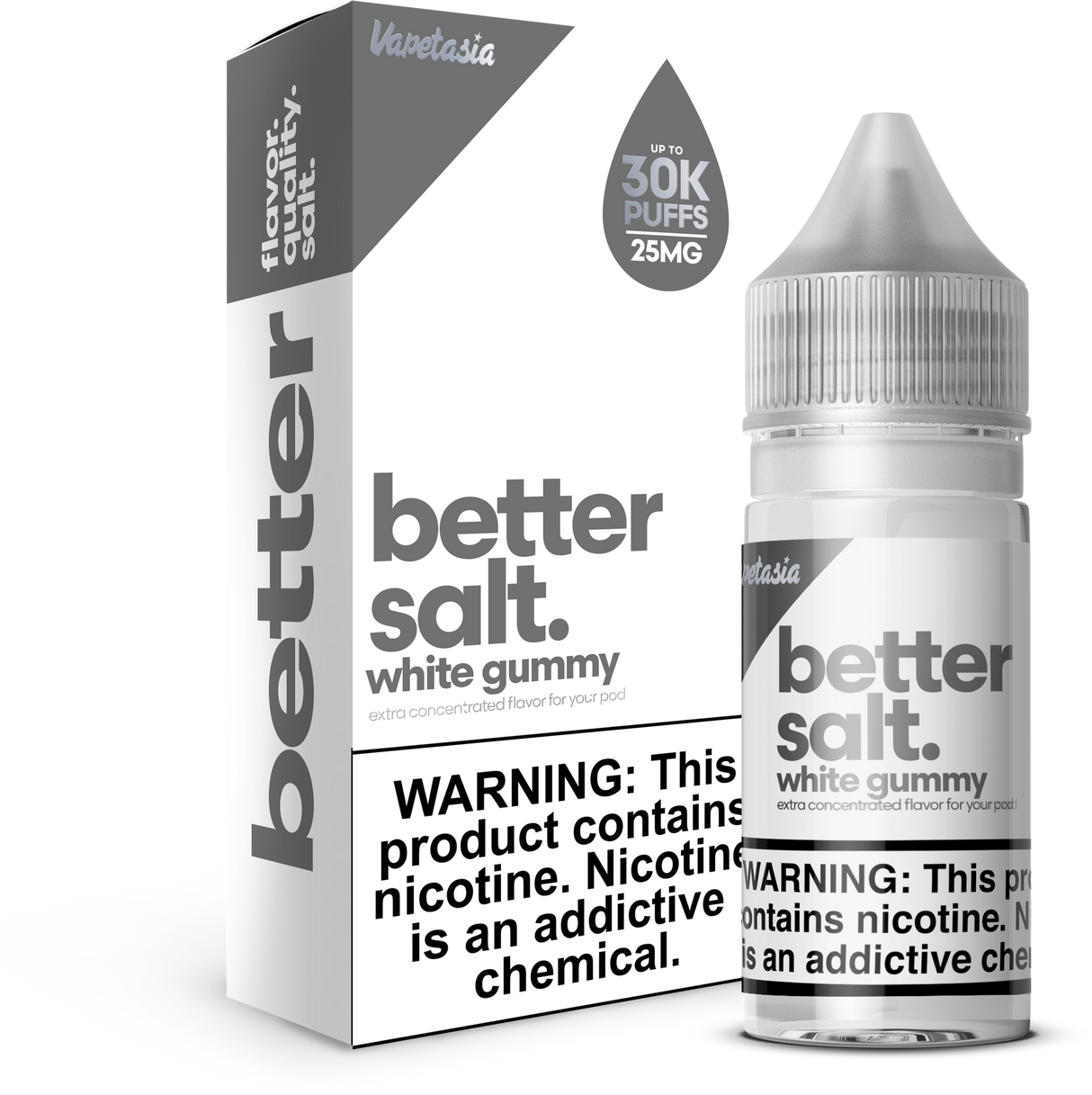 Better Salt White Gummy 30ML nicotine salt e-liquid with pineapple gummy bear candy flavor.