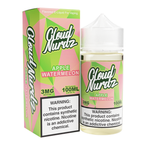 Cloud Nurdz Apple Watermelon 100ML e-liquid with sour apple, watermelon, and candy flavor profile.