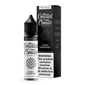 Coastal Clouds Lemon Raspberry 60ML e-liquid featuring sweet raspberry and tangy lemon flavor profile.