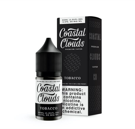 Coastal Clouds SALT Tobacco 30ML nicotine salt e-liquid with rich and robust tobacco flavor profile.