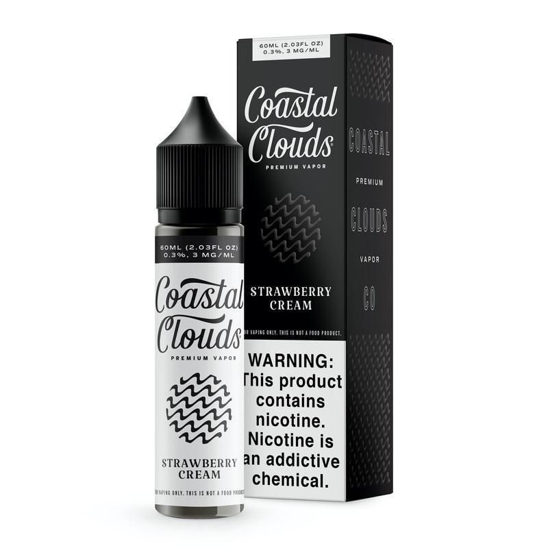 Coastal Clouds Strawberry Cream 60ML e-liquid with sweet strawberry and creamy flavor profile.