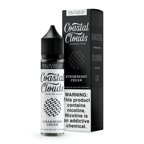 Coastal Clouds Strawberry Cream 60ML e-liquid with sweet strawberry and creamy flavor profile.