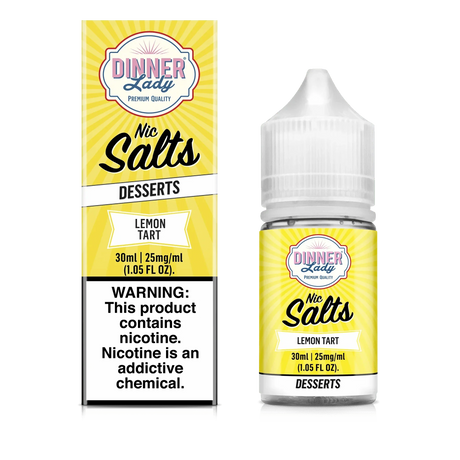DINNER Lady Nic Salt Lemon Tart 30ML e-liquid with lemon curd, meringue, and pastry flavor profile.
