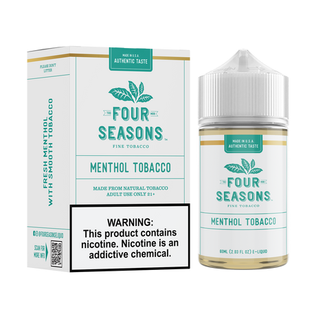 FOUR SEASONS Menthol Tobacco 60ML E-Liquid featuring rich tobacco flavor with a cool menthol finish.