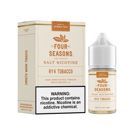 FOUR SEASONS SALTS RY4 Tobacco 30ML nicotine salt e-liquid with smooth warm tobacco flavor.