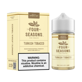 FOUR SEASONS Turkish Tobacco 60ML e-liquid with aromatic Latakia tobacco and subtle spicy flavor profile.
