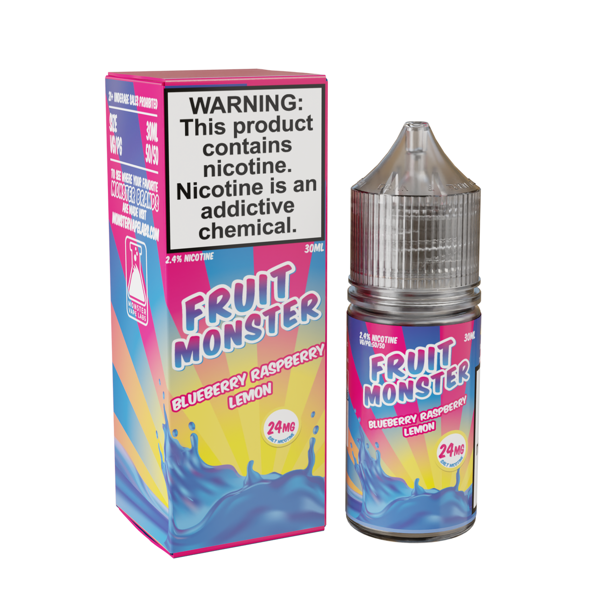 30ML Fruit Monster Salt – Blueberry Raspberry Lemon bottle with blue raspberry, lemon, and berry flavor