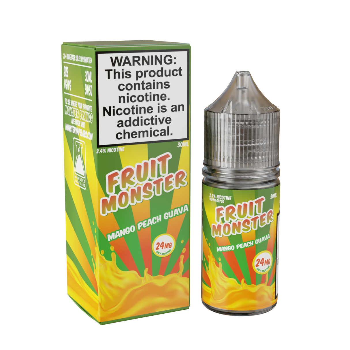 30ML Fruit Monster Salt – Mango Peach Guava bottle with tropical mango, peach, and guava flavors