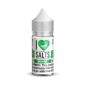 I Love Salts Spearmint 30ML nicotine salt e-liquid with cool spearmint gum flavor.