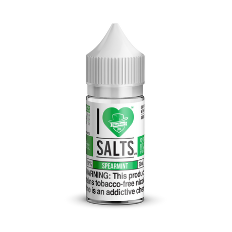 I Love Salts Spearmint 30ML nicotine salt e-liquid with cool spearmint gum flavor.