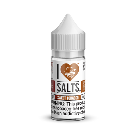 I Love Salts Sweet Tobacco 30ML nicotine salt e-liquid with rich tobacco, vanilla, and nutty flavor profile.