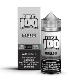 KEEP IT 100 Mallow 100ML e-liquid with roasted marshmallow dessert flavor profile.