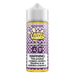 LOADED Blueberry Crepe 120ML e-liquid with ripe blueberry and buttery crepe dessert flavor.