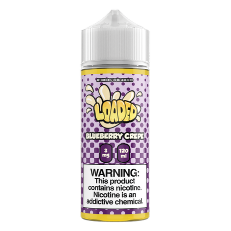 LOADED Blueberry Crepe 120ML e-liquid with ripe blueberry and buttery crepe dessert flavor.