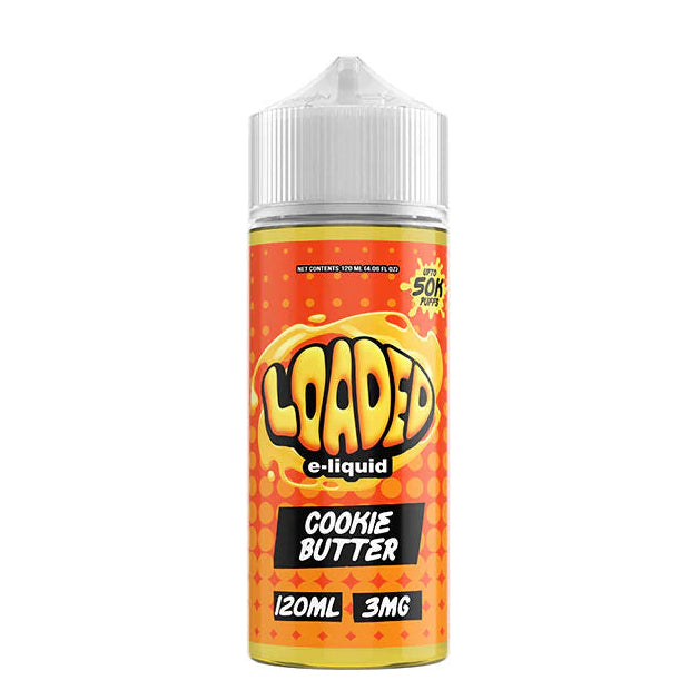 LOADED Cookie Butter 120ML E-Liquid featuring creamy Belgian cookie butter and rich bakery flavor.