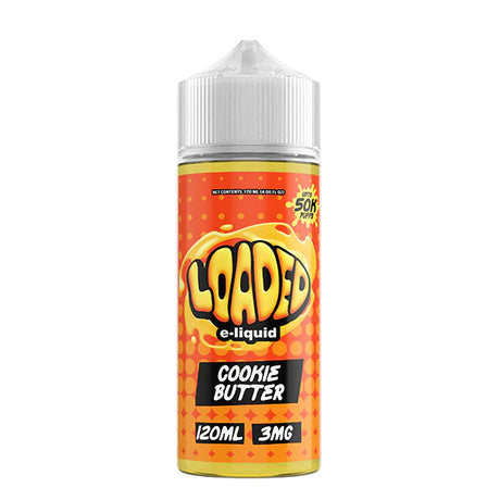 LOADED Cookie Butter 120ML E-Liquid featuring creamy Belgian cookie butter and rich bakery flavor.