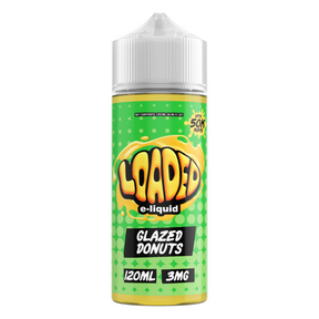 LOADED Glazed Donuts 120ML E-Liquid bottle with warm donut flavor and vanilla glaze profile.