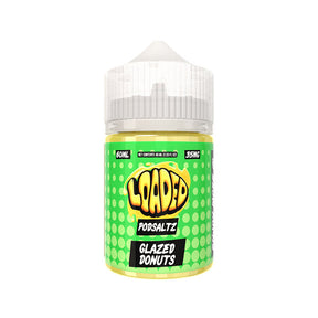 LOADED SALTS PODSALTZ Glazed Donuts 60ML nicotine salt e-liquid with warm glazed donut and cinnamon flavor profile.