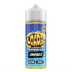 LOADED Smores 120ML E-Liquid featuring warm chocolate, toasted marshmallow, and graham cracker dessert flavor.