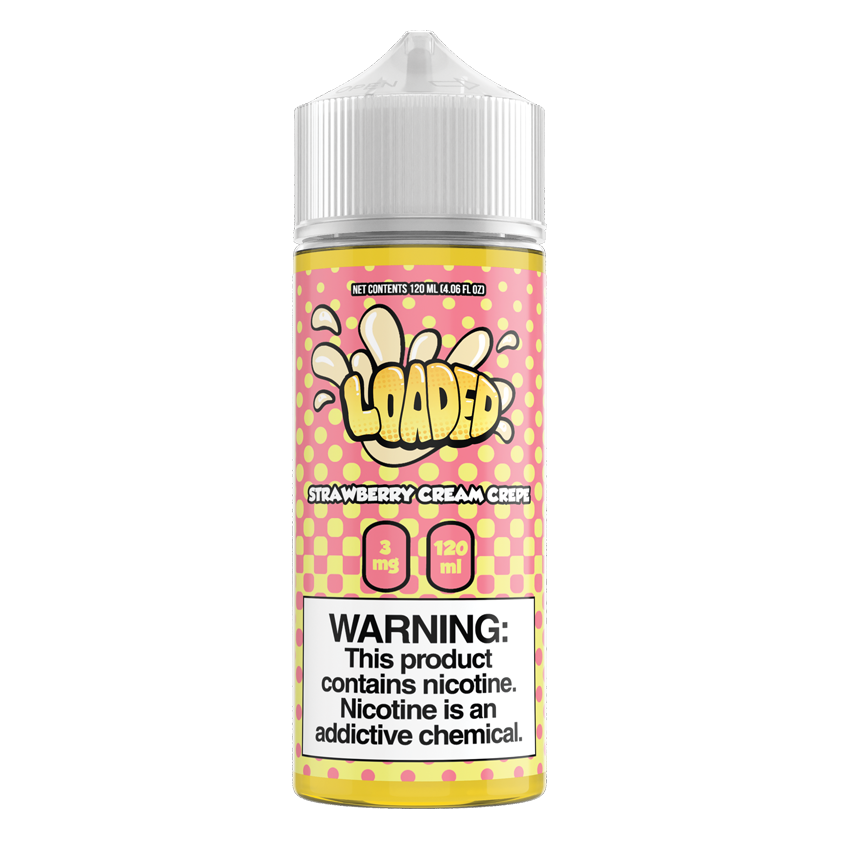 LOADED Strawberry Cream Crepe 120ML E-Liquid with fresh strawberry and creamy butter dessert flavor.